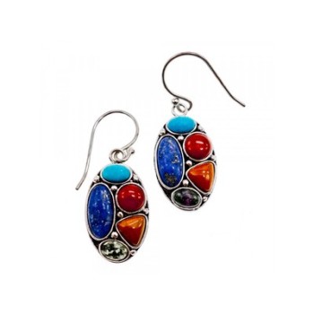 925 Sterling Silver Multicolor Jasper Earrings