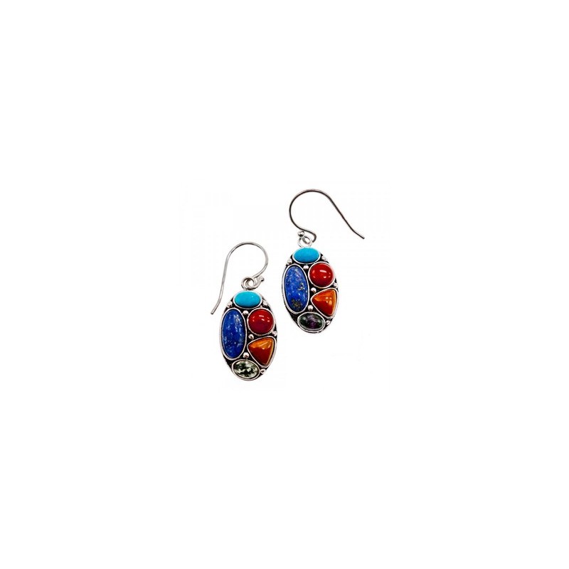 925 Sterling Silver Multicolor Jasper Earrings