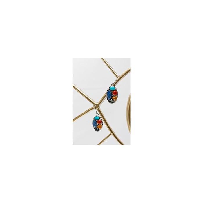 925 Sterling Silver Multicolor Jasper Earrings