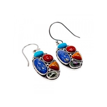 925 Sterling Silver Multicolor Jasper Earrings