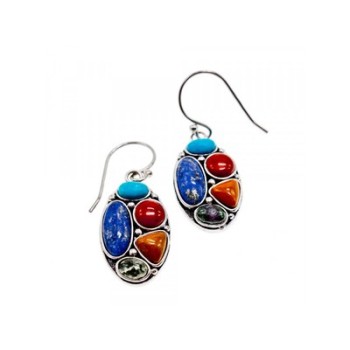 925 Sterling Silver Multicolor Jasper Earrings