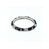 925 Sterling Silver Black Enamel & CZ Band Ring Size 11