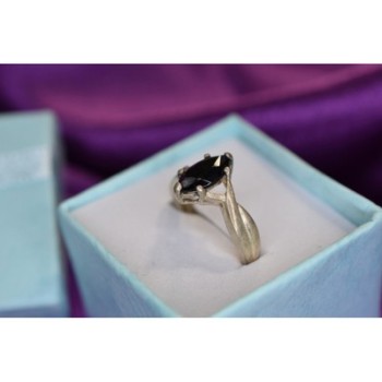 925 Sterling Silver Black Nephrite Ring Size 9