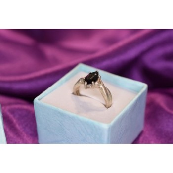 925 Sterling Silver Black Nephrite Ring Size 9