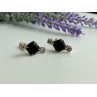 Stud Earrings with Black Onyx & CZ