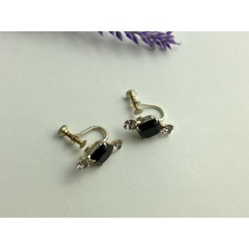 Stud Earrings with Black Onyx & CZ