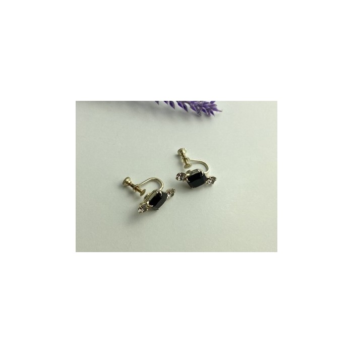 Stud Earrings with Black Onyx & CZ