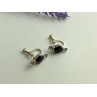 Stud Earrings with Black Onyx & CZ