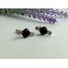 Stud Earrings with Black Onyx & CZ