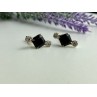 Stud Earrings with Black Onyx & CZ