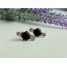 Stud Earrings with Black Onyx & CZ