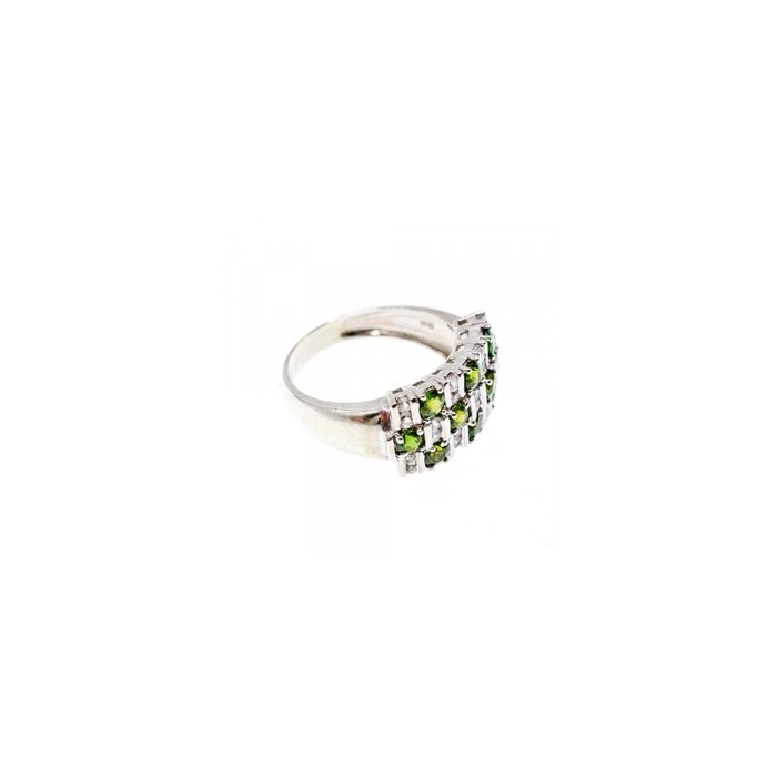 925 Sterling Silver Peridot & White Spinel Ring Size 9