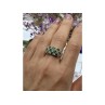 925 Sterling Silver Peridot & White Spinel Ring Size 9