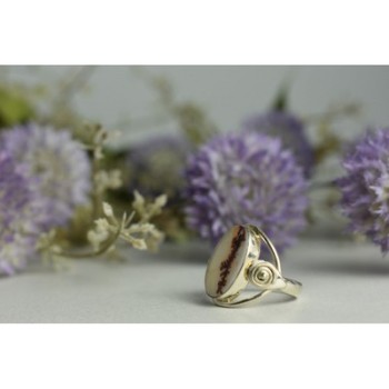 Vintage 925 Sterling Silver Moss Agate Ring Size 8