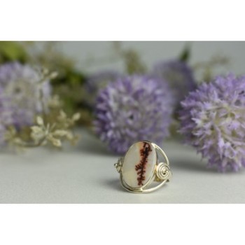 Vintage 925 Sterling Silver Moss Agate Ring Size 8