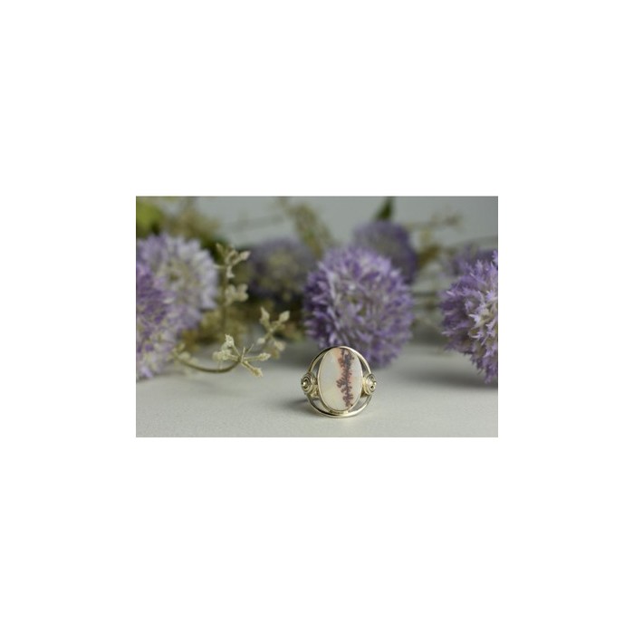 Vintage 925 Sterling Silver Moss Agate Ring Size 8