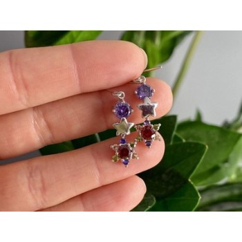 Dangle Earrings with Multicolor CZ  