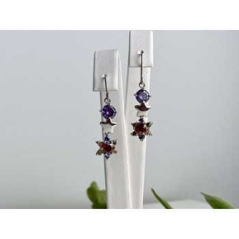 Dangle Earrings with Multicolor CZ  