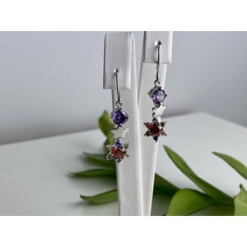 Dangle Earrings with Multicolor CZ  