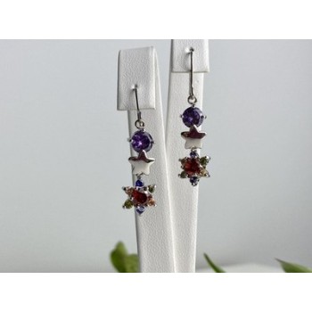 Dangle Earrings with Multicolor CZ  