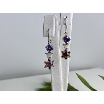 Dangle Earrings with Multicolor CZ  