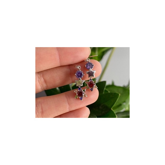 Dangle Earrings with Multicolor CZ  
