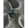 925 Sterling Silver Turquoise & Marcasite Ring Size 7