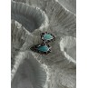 925 Sterling Silver Turquoise & Marcasite Ring Size 7