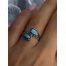 925 Sterling Silver Turquoise & Marcasite Ring Size 7