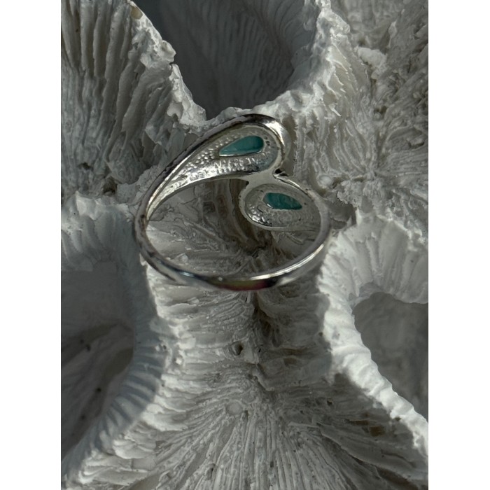 925 Sterling Silver Turquoise & Marcasite Ring Size 7