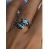 925 Sterling Silver Turquoise & Marcasite Ring Size 7