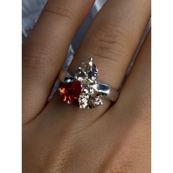 925 Sterling Silver Yellow & Orange Spinel Ring Size 8