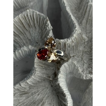 925 Sterling Silver Yellow & Orange Spinel Ring Size 8