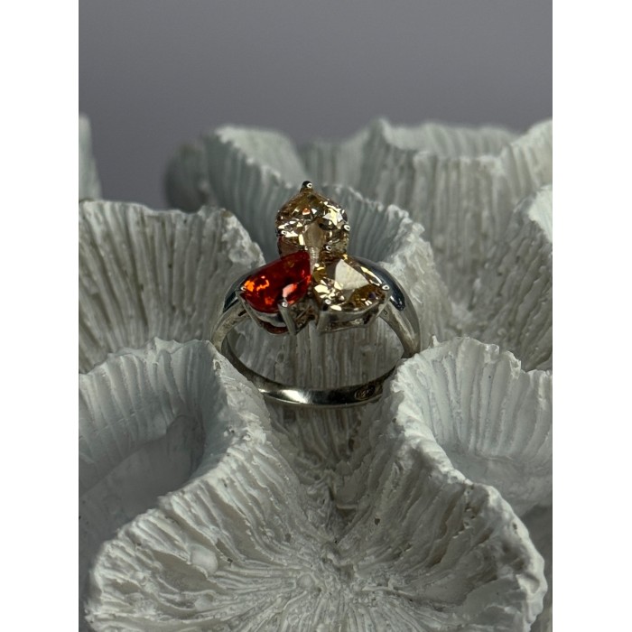 925 Sterling Silver Yellow & Orange Spinel Ring Size 8