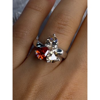 925 Sterling Silver Yellow & Orange Spinel Ring Size 8