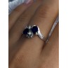 925 Sterling Silver Sapphire & Cz Ring Size 9