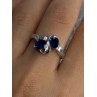 925 Sterling Silver Sapphire & Cz Ring Size 9