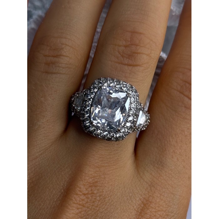 Beautiful Design 925 Sterling Silver Cz Ring Size 9