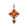 925 Sterling Silver Multicolor Amber Pendant