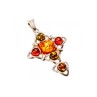 925 Sterling Silver Multicolor Amber Pendant