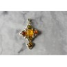 925 Sterling Silver Multicolor Amber Pendant