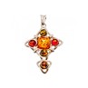 925 Sterling Silver Multicolor Amber Pendant