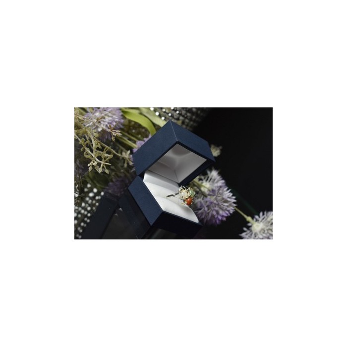 925 Sterling Silver Multicolor Agate, Nephrite & Amber Ring Size 10.25