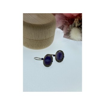 Vintage 925 Sterling Silver Agate & Marcasites Earrings