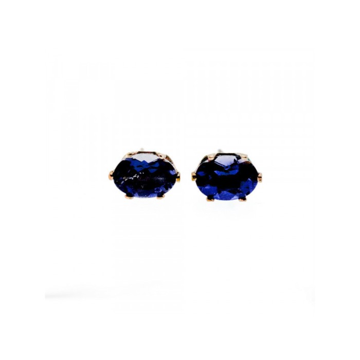 925 Sterling Silver Purple Iolite Stud Earrings