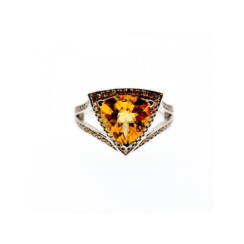 925 STERLING SILVER HELIODOR & HESSONITE RING SIZE 7