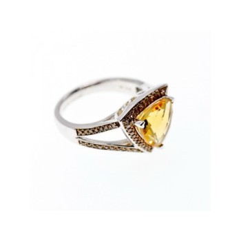 925 STERLING SILVER HELIODOR & HESSONITE RING SIZE 7