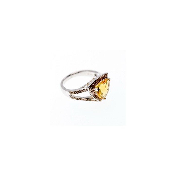 925 STERLING SILVER HELIODOR & HESSONITE RING SIZE 7