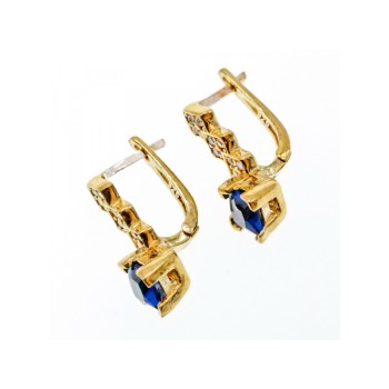 925 Sterling Silver Gold Plated Alpanite & CZ Earrings Turkey