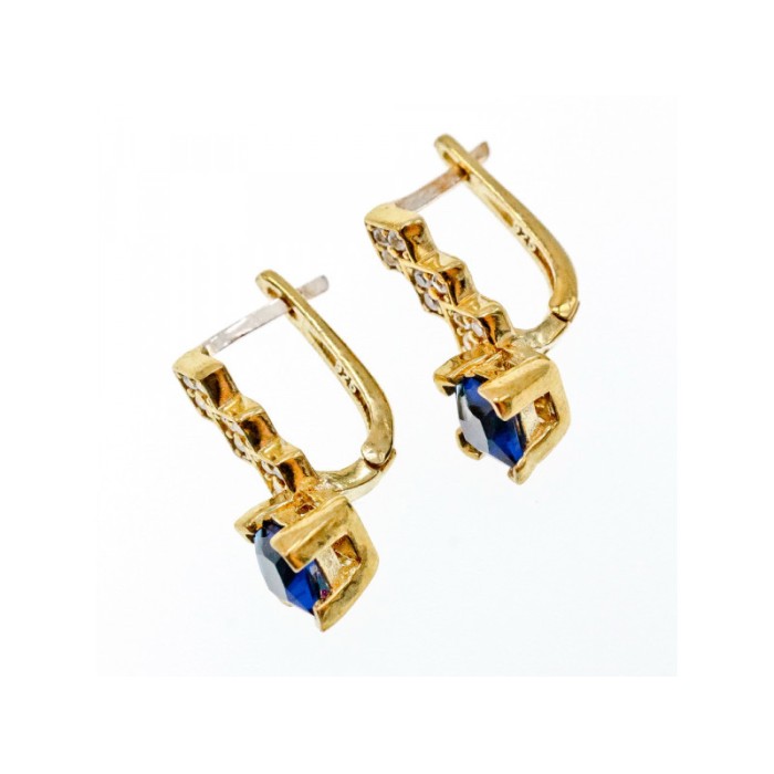 925 Sterling Silver Gold Plated Alpanite & CZ Earrings Turkey